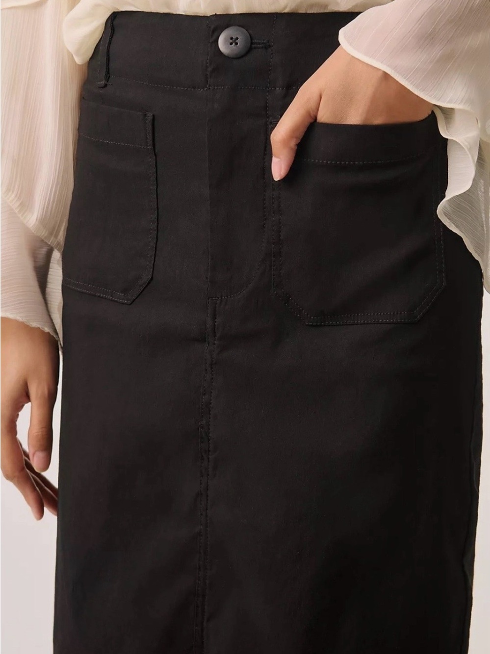 MAEVE By Anthropologie The Colette Maxi Skirt Women's Size 1X Black Career - Picture 2 of 10